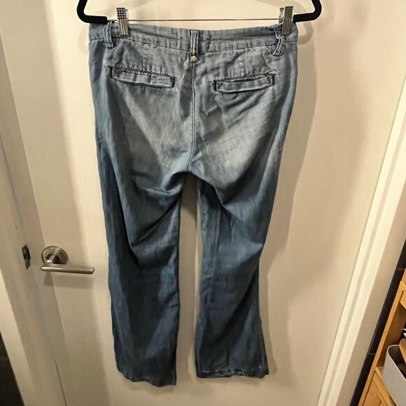 Anthropologie HOLDING HORSES Soft Chambray Denim Wide Leg  Trouser Jeans Size 26 - Picture 8 of 9